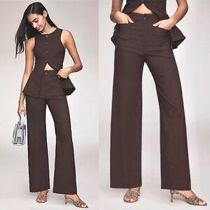 ANTHROPOLOGIE MAEVE The Colette Full Length Wide Leg Pant in Brown - 33